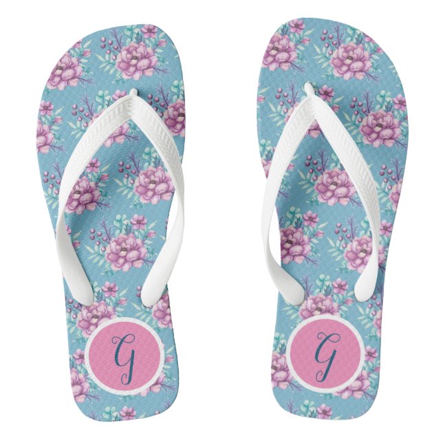 Bouquet of Pink Flowers Flip Flops (Footbed)