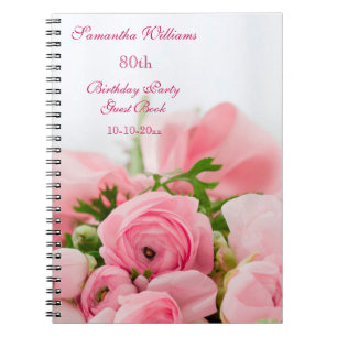 Bouquet Of Pink Roses 80th Birthday Notebook