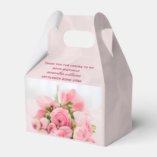 Bouquet Of Pink Roses 90th Birthday Favour Box
