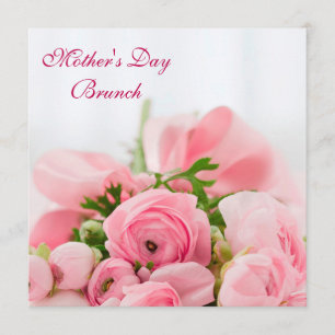 Bouquet Of Pink Roses Mother's Day Brunch Invitation