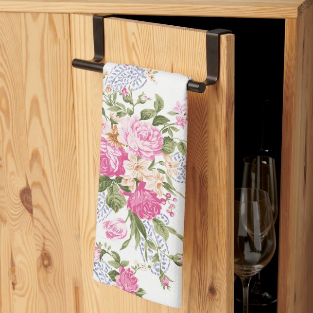 Bouquet of Pink Roses Tea Towel (Thirds Fold)