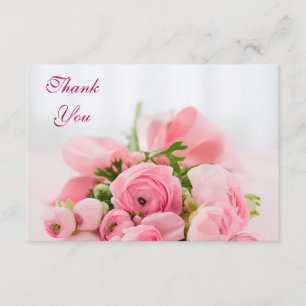 Bouquet Of Pink Roses Thank You Card