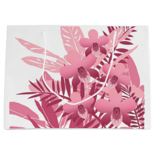 Bouquet of pink tropical plants large gift bag