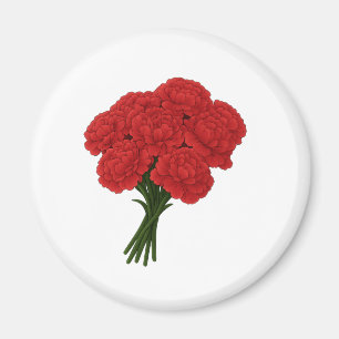 Bouquet of Red Carnations – Elegant Romantic Art Magnet