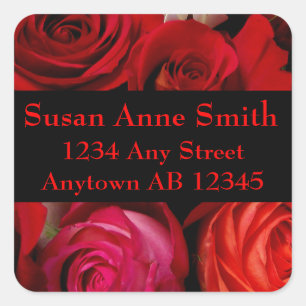 Bouquet of Red Roses Wedding Return Address Label