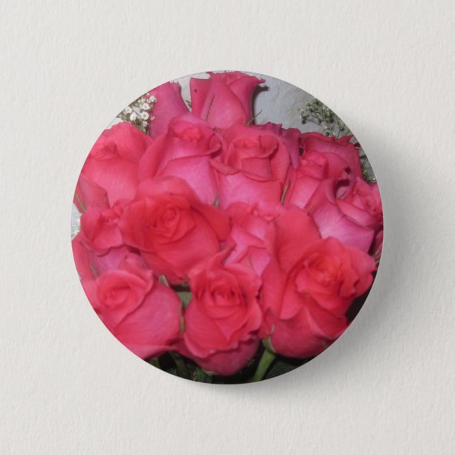 BOUQUET OF ROSES 6 CM ROUND BADGE (Front)