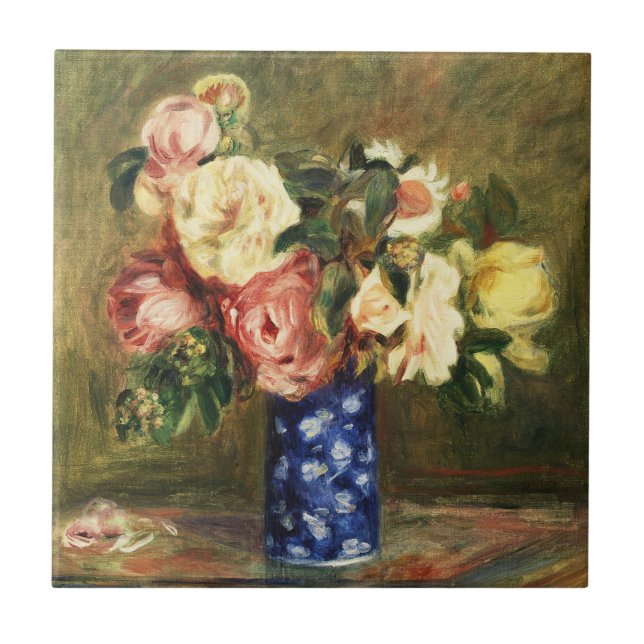 Bouquet of Roses by Pierre-Auguste Renoir Classic Ceramic Tile (Front)