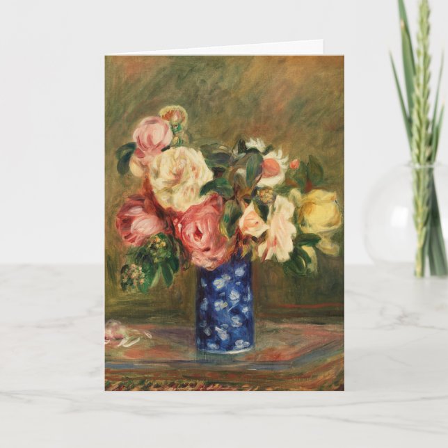 Bouquet of Roses by Renoir Impressionist Painting Card (Front)