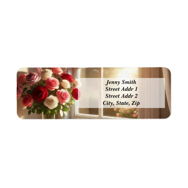 Bouquet of Roses by the window Return Address Label (Front)