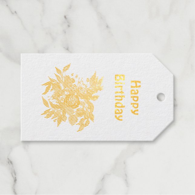 Bouquet of roses Foil Gift Tag (Front (Horizontal))