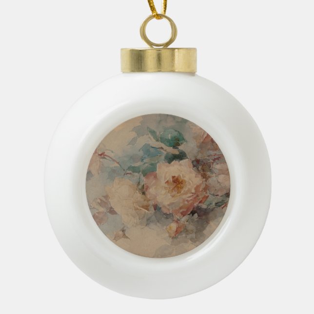 Bouquet of Roses – Franz Bischoff Ceramic Ball Christmas Ornament (Front)