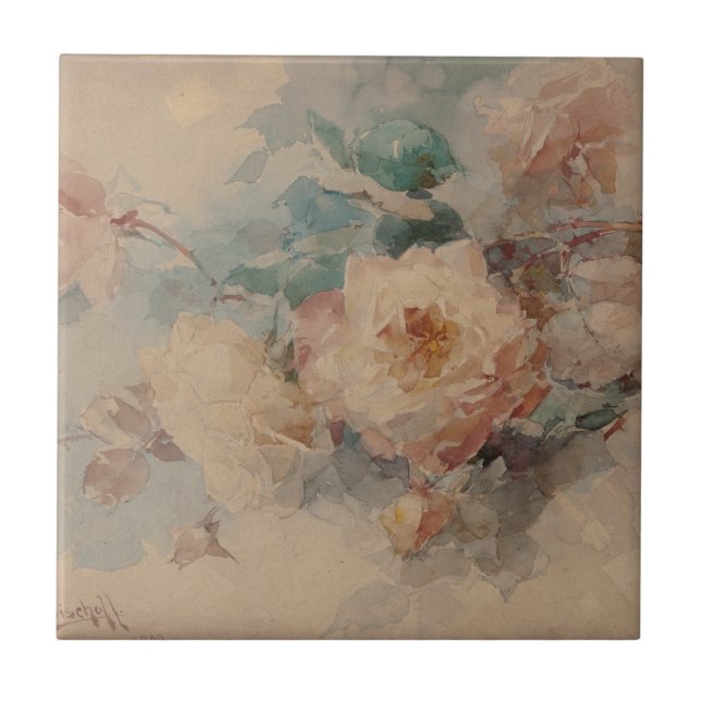 Bouquet of Roses – Franz Bischoff Ceramic Tile (Front)