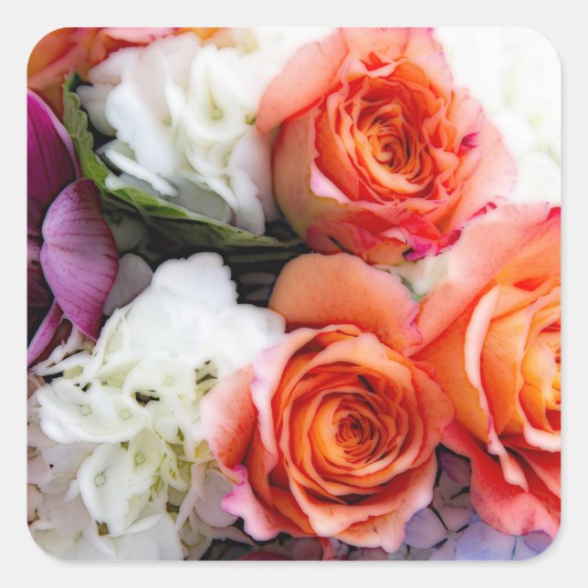 Bouquet Of Roses, Orchids, Hydrangea Sticker (Front)