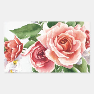Bouquet of roses rectangular sticker