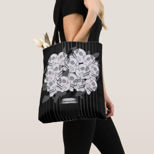 Bouquet of Skull Roses Black & White Gothic Tote Bag