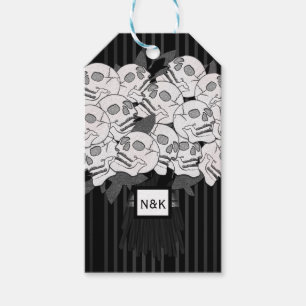 Bouquet of Skull Roses Black & White Party Favour Gift Tags