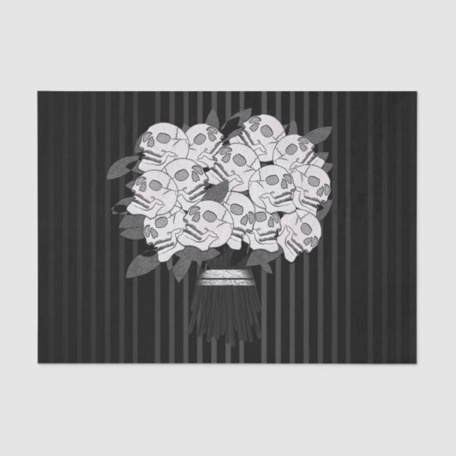 Bouquet of Skull Roses Black & White Party Tissue Paper (Front)