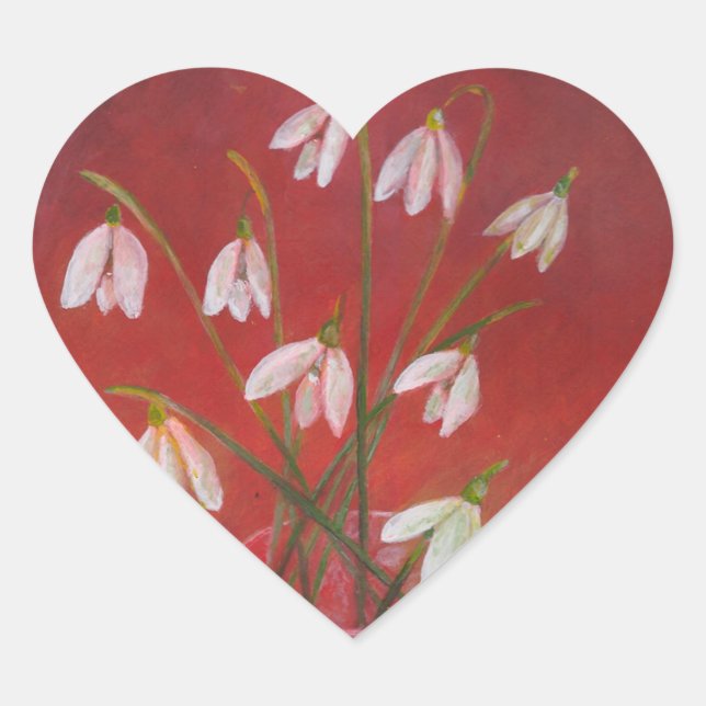 Bouquet of Snowdrops  Heart Sticker (Front)