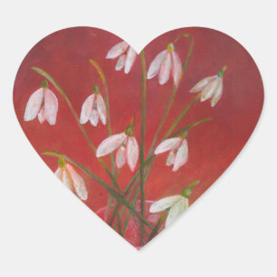 Bouquet of Snowdrops Heart Sticker