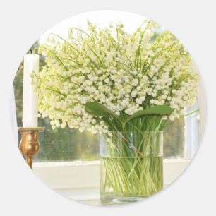 Bouquet of spring flowers lilies of the valley classic round sticker