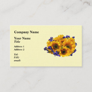 Bouquet of Sunflowers and Purple Statice Business Card