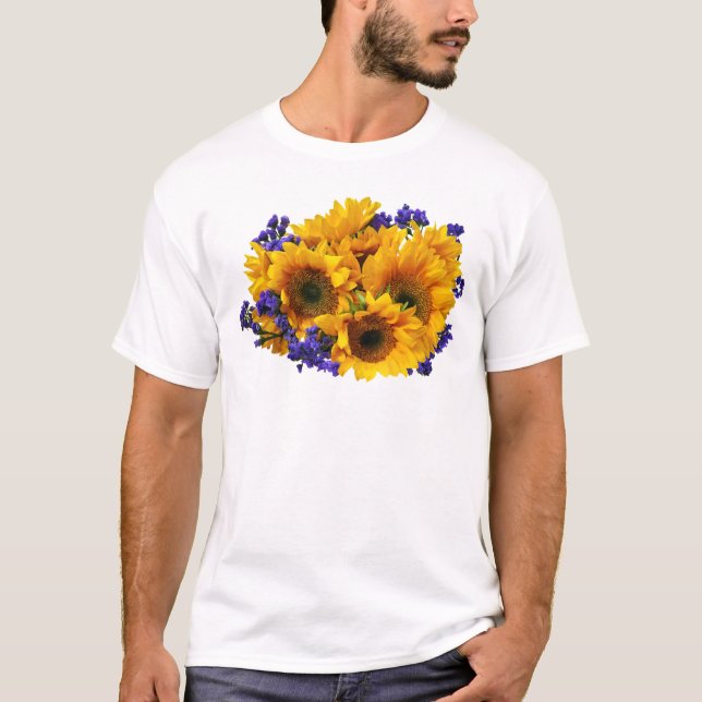 Bouquet of Sunflowers and Purple Statice T-Shirt (Front)