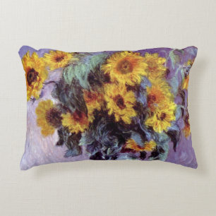 Bouquet of Sunflowers by Claude Monet, Vintage Art Decorative Cushion