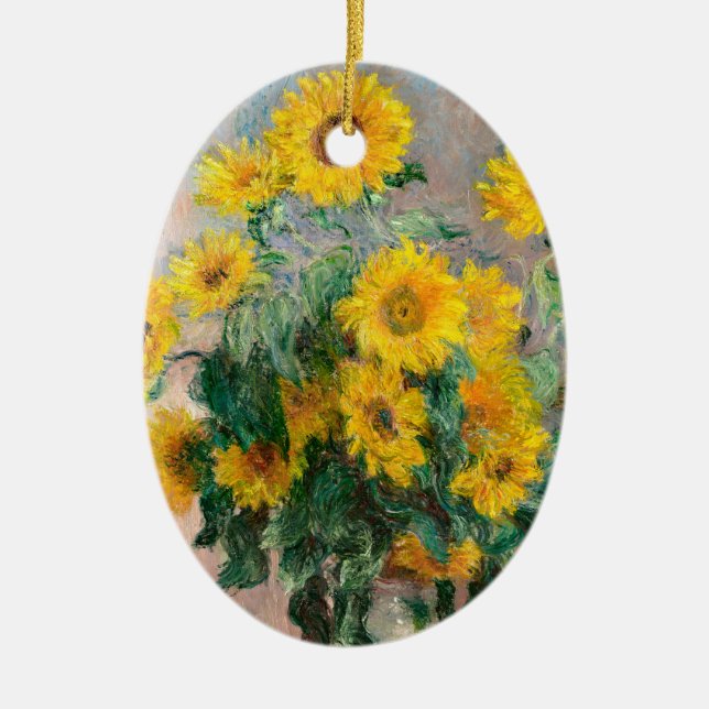 Bouquet of Sunflowers by Monet Impressionist Ceramic Ornament (Front)