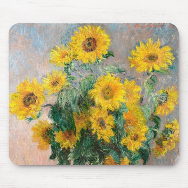 Bouquet of Sunflowers by Monet Impressionist Mouse Pad (Front)