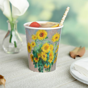 Bouquet of Sunflowers Claude Monet Paper Cups