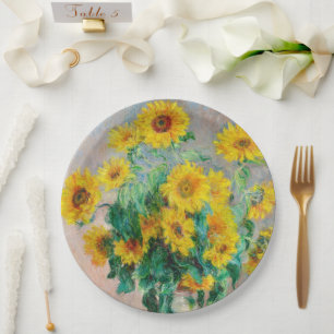 Bouquet of Sunflowers Claude Monet Paper Plate