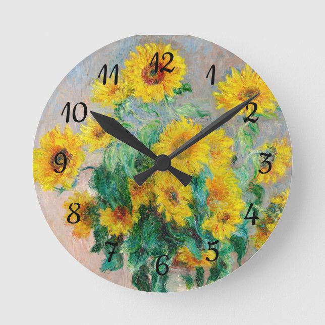 Bouquet of Sunflowers Claude Monet     Round Clock (Front)