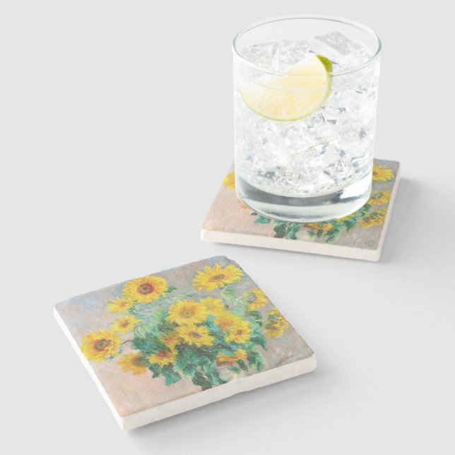Bouquet of Sunflowers Claude Monet   Stone Coaster (Side)