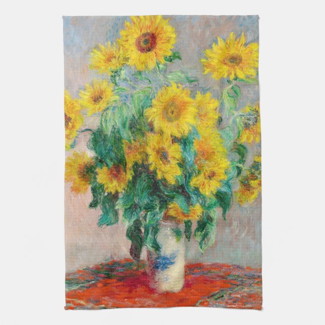 Bouquet of Sunflowers Claude Monet      Tea Towel (Vertical)