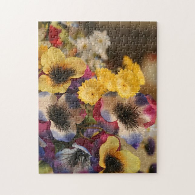 Bouquet of Violet and Yellow Flowers Jigsaw Puzzle (Vertical)