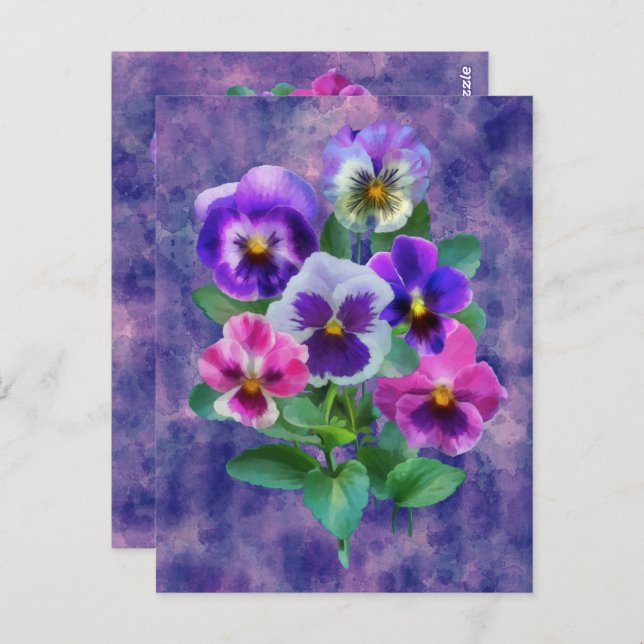 Bouquet of Violets Pansy Flowers THANK YOU Postcard (Front/Back)