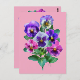 Bouquet of Violets Pansy Flowers THANK YOU Postcard