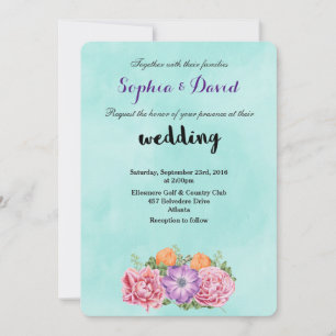 Bouquet of Watercolor Flowers Fancy Wedding Invite