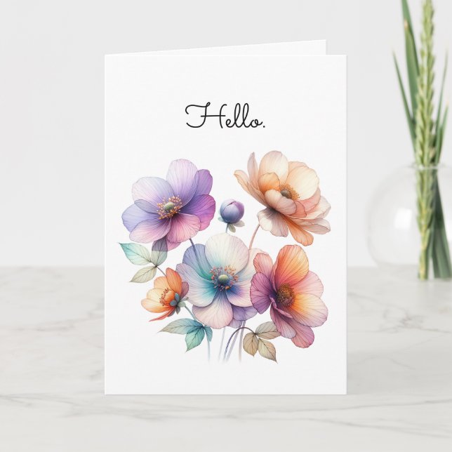 Bouquet of Watercolor Flowers Greeting Card (Front)