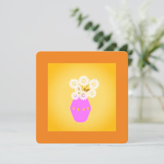 Bouquet of Yellow flowers in a vase on Orange Holiday Card