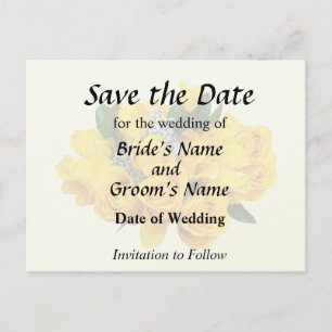 Bouquet of Yellow Roses and Baby’s Breath Announcement Postcard