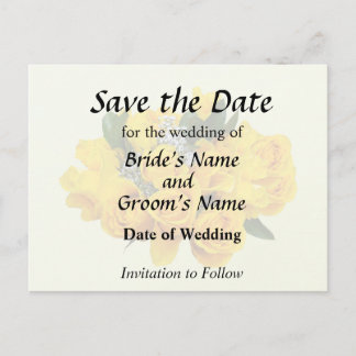 Bouquet of Yellow Roses and Baby’s Breath Announcement Postcard