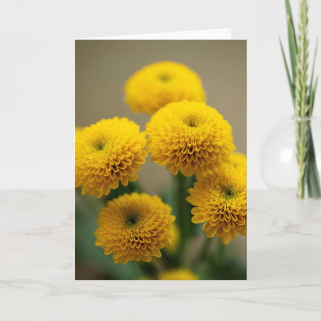 Bouquet of Yellow Santini Chrysanthemum Flowers Card (Front)