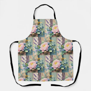 Bouquet peonies lavender flowers Rustic Apron