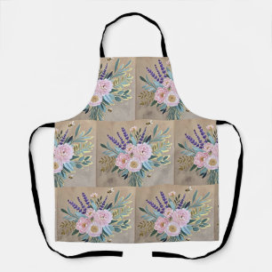 Bouquet peonies lavender flowers Rustic Apron