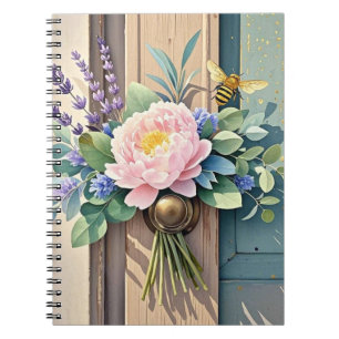 Bouquet peonies lavender flowers Rustic Notebook