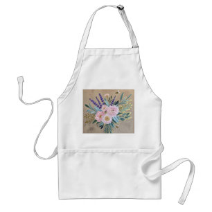 Bouquet peonies lavender flowers Rustic Standard Apron