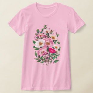 Bouquet Pink & White Wild Rose Flowers T-Shirt