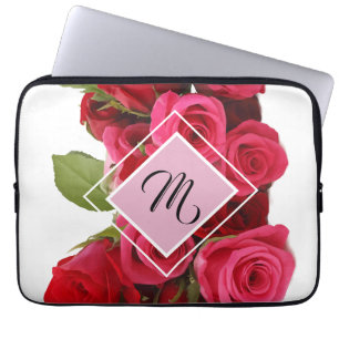 Bouquet Red and Pink Roses Monogram Tablet Sleeve