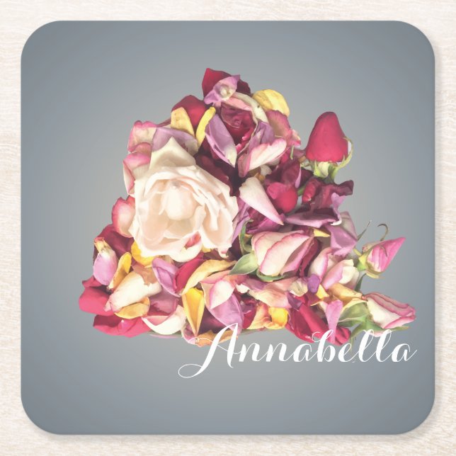 Bouquet Square Paper Coaster (Front)